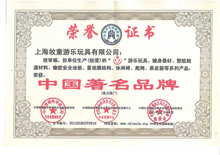 中国著名品牌认证证书